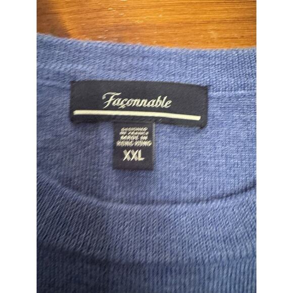 Façonnable Men's Crewneck Sweater Size XXL Knitwear 100% Merino Wool Blue - Picture 2 of 12